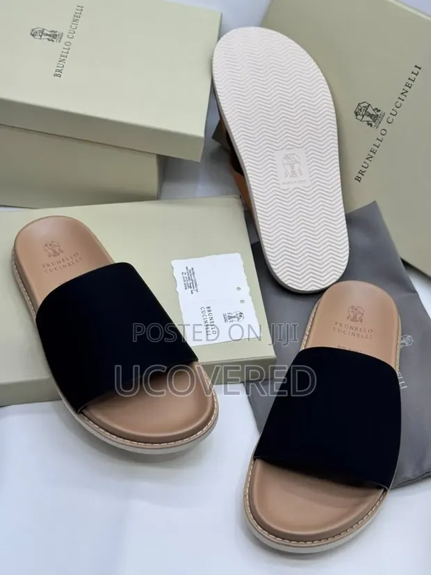 Brunello Cucinelli Men's Suede Slide Sandals - 1