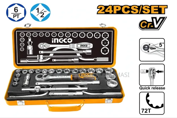 INGCO 24-Piece 1/2" Drive Socket Set - 1
