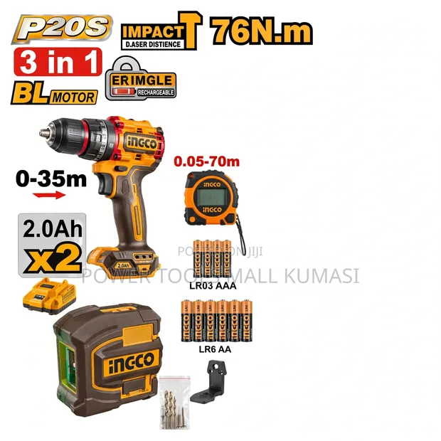 INGCO Cordless 3-Piece Combo Kit - 1