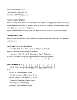 Content and Front Desk Assistant CV