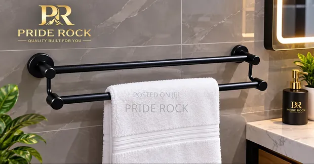 Double Towel Bar, Black - 1