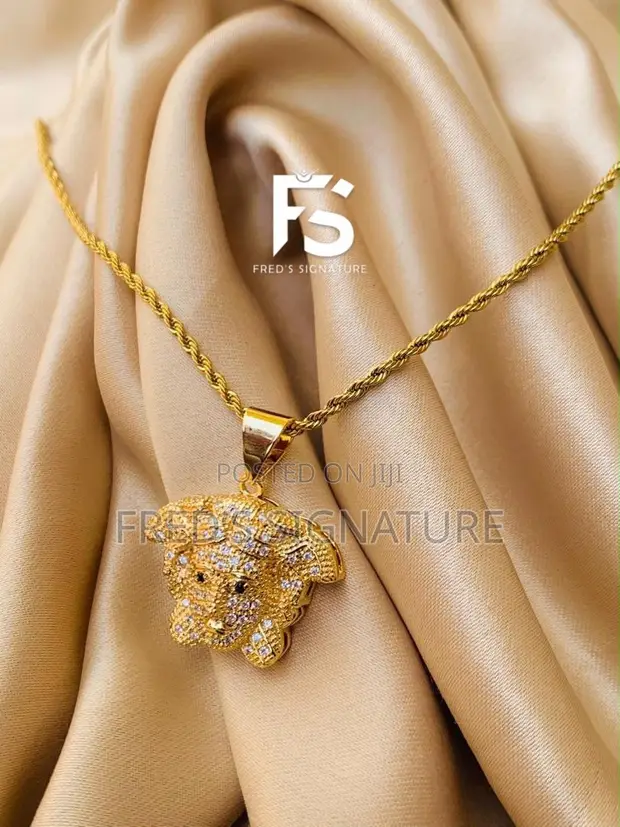 Gold Medusa Head Pendant Necklace - 1