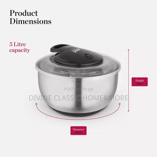 Tower 5L Stainless Steel Salad Spinner - 1