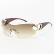 Fashion Shield Sunglasses - Gold Gradient Lens Heart Design - 1
