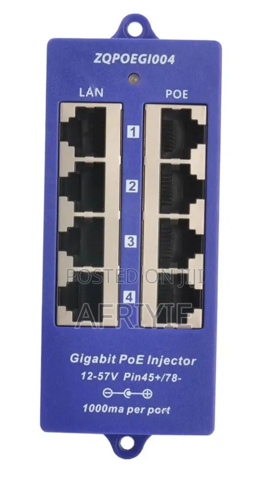 4-Port Gigabit PoE Mid-Span Ethernet Power Injector - 1