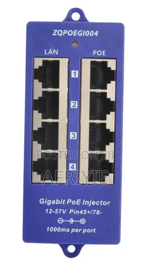 4-Port Gigabit PoE Mid-Span Ethernet Power Injector