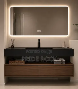 Cabinet Basin with Marble Top, 120cm, Black & Chocolate Brown