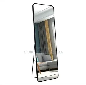 Modern Arched Full-Length Floor Mirror - Black