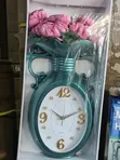 Flower Wall Clock - Elegant Decorative Clock with Artificial Flowers - 1