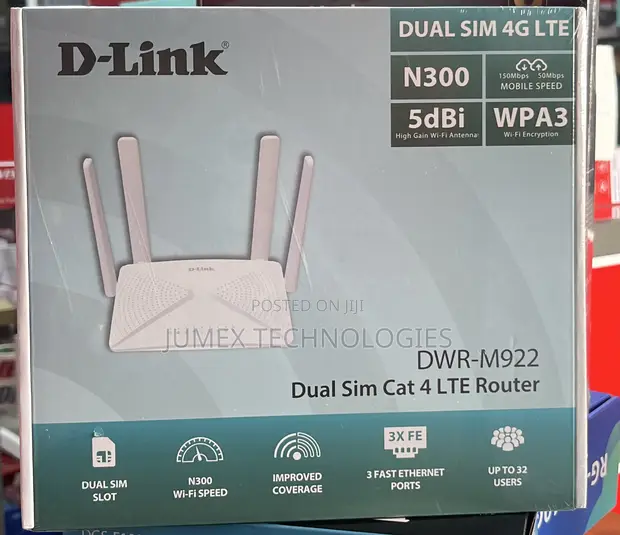 D-Link DWR-M922 4G LTE Dual SIM Cat4 Router - 1