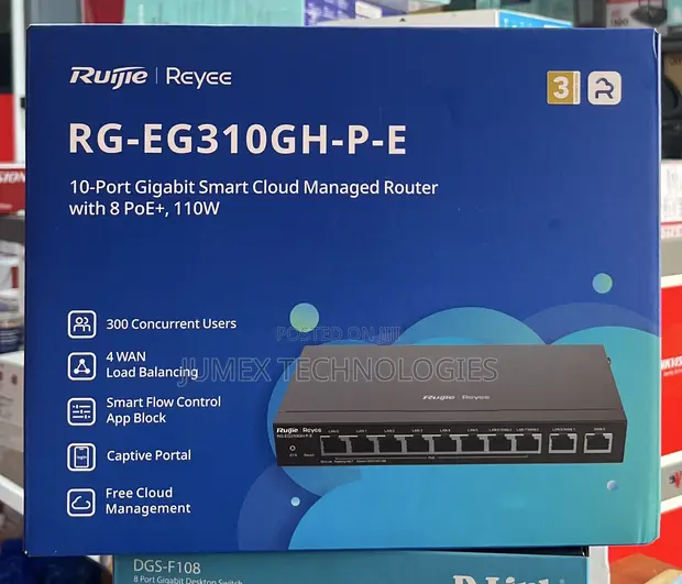 Ruijie RG-EG310GH-P-E 10-Port Gigabit Smart Cloud Managed Router 8 PoE+ - 1