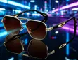 Men's Square Sunglasses - Black Gold Fashion Glasses - 2