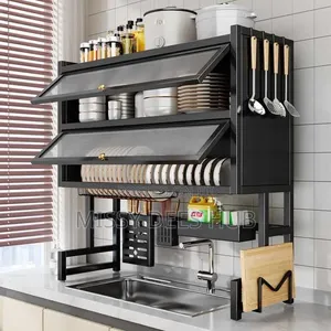 Double Layer Over-Sink Dish Rack with Covers