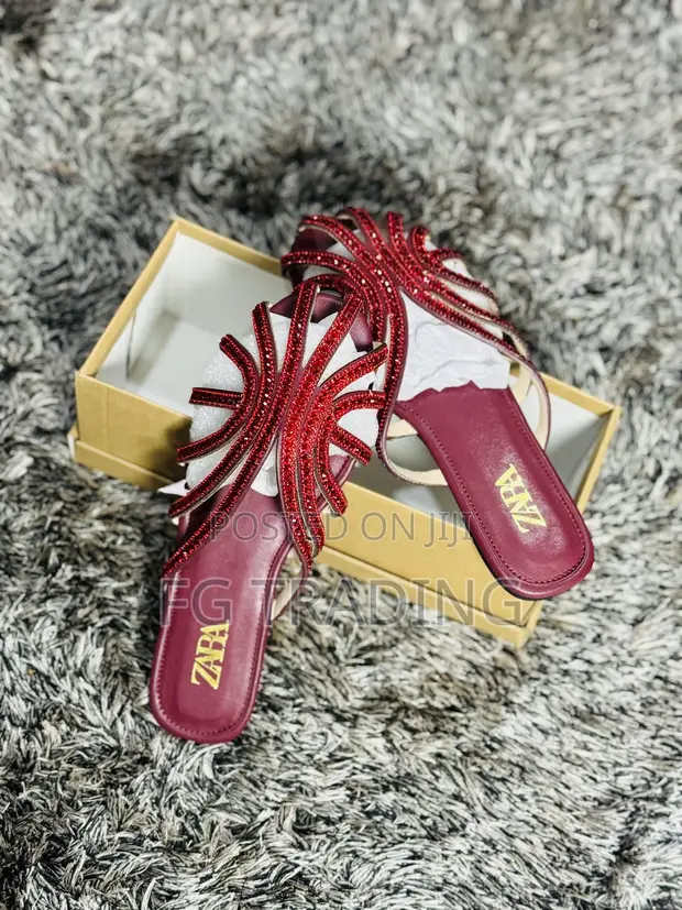 Zara Ladies' Slippers - Burgundy - 1