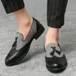 Men's Black Leather Tassel Loafers - Office Shoes - 2