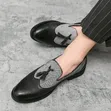 Men's Black Leather Tassel Loafers - Office Shoes - 4
