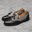 Men's Black Leather Tassel Loafers - Office Shoes - 5