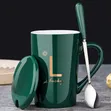 Ceramic Mug with Lid and Spoon - Green - 2