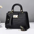 Ladies Genuine Leather Handbag - Black - 1