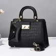 Ladies Genuine Leather Handbag - Black - 2
