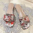 Ladies Rhinestone Flat Slippers - 4