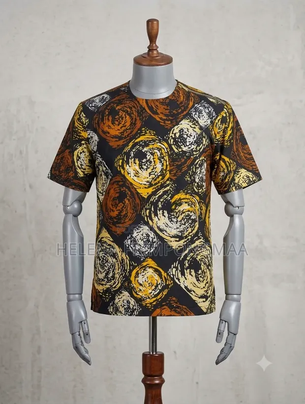 Round Neck African Print Shirt - 1