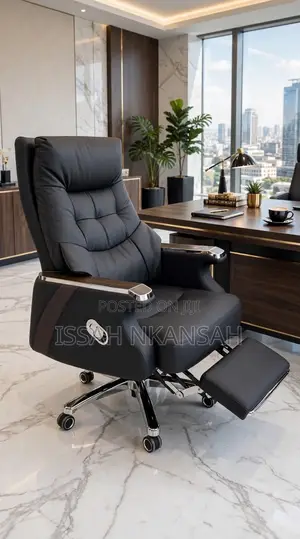 Modern Executive Office Chair - Black Leather