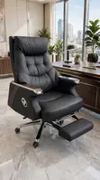 Modern Executive Office Chair - Black Leather - 2