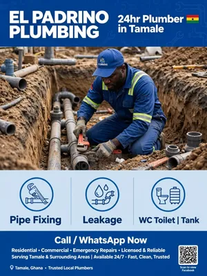 24hr Plumbing Services Tamale - Pipe Fixing, Leakages, WC Tank Installation