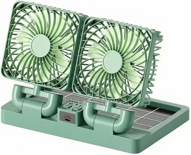 Portable Double-Head Rechargeable Solar Fan (Model 999) - 1