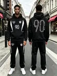 Men's 90s Graphic Hoodie Jogger Tracksuit Set - 4