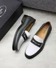 Prada Leather Penny Loafers - Olive Green & White - 2