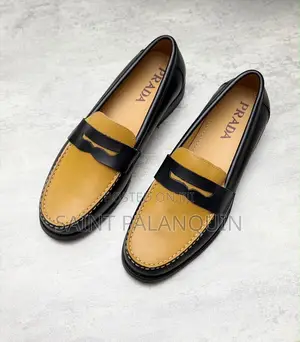 Prada Penny Loafers - Dark Brown & Mustard Yellow