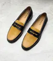 Prada Penny Loafers - Dark Brown & Mustard Yellow - 1