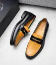 Prada Penny Loafers - Dark Brown & Mustard Yellow - 2