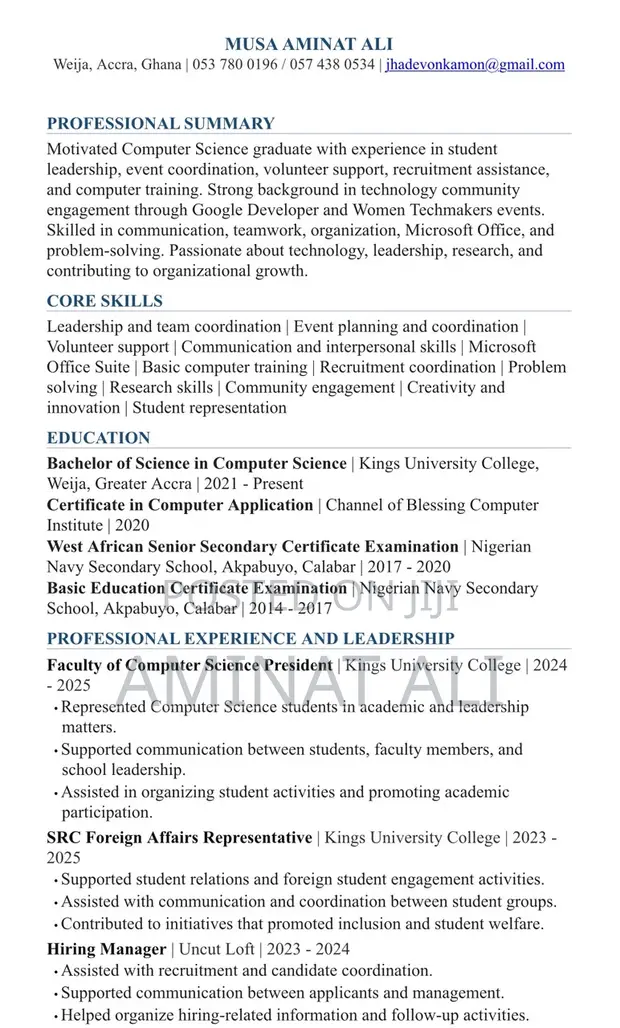 Childcare & Babysitting CV - Aminat - 1