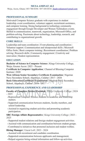 Childcare & Babysitting CV - Aminat