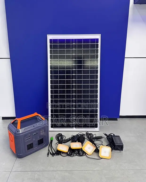Fibon 550W Portable Power Station with 150W Panel + 4 Bulbs - 1