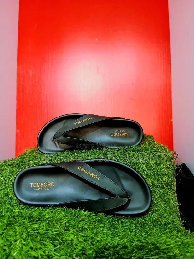 Tom Ford Casual Leather Slippers - Black, Size 42 - 1