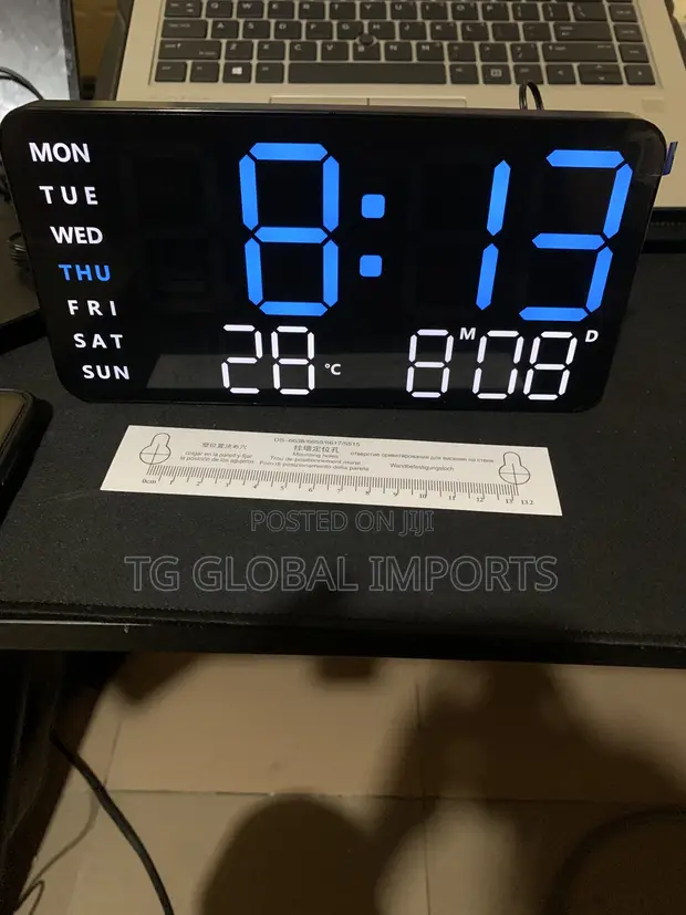 Digital Wall Clock with Temperature LED Display - 1