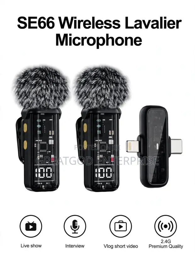 SE66 Wireless Lavalier Microphone (2 Pack) - 1