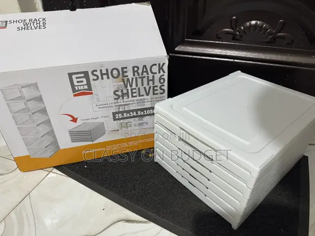 Collapsible 6-Tier Plastic Shoe Rack - 1