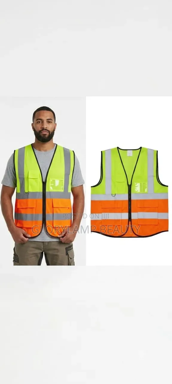 High Visibility Reflective Safety Vest - Neon Green & Orange - 1