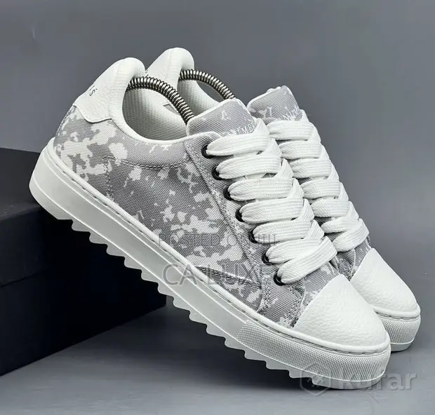 Numeris Atelier Cloud Grey and White Canvas Unisex Sneakers - 1