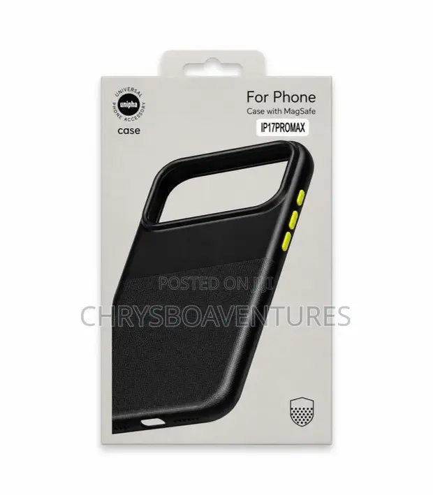 iPhone 17 Pro Max Rugged Case - Black with Yellow Buttons - 1