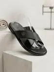 Black Patent Leather Slippers - JB Logo - 2