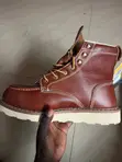Men's Genuine Leather Moc Toe Steel Toe Boots (Herman Survivors) - Brown - 5