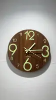 Wooden Wall Clock with Glow-in-the-Dark Green Light - 2