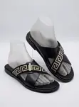Stylish Men's Leather Cross-Strap Greek Key Sandals - 1