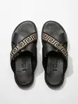 Stylish Men's Leather Cross-Strap Greek Key Sandals - 2